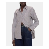 WHISTLES Black/White Stripe Relaxed Fit Cotton Shirt – Size 8 Only