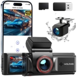 WOLFANG 4K Dash Cam Front and Rear WiFi Dashcam, Dual Car Camera Dash Cam with 3IPS, Super Night Vision, with 32GB SD Card