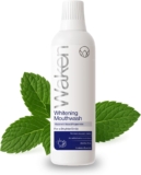 Waken Whitening Mouthwash, clinically Tested whitening Formula for a Brighter Smile, Prevents Enamel Stains, Alcohol-Free, Vegan, Recycled Packaging, Natural Peppermint Flavour, 500ml