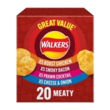 Walkers Meaty Variety Multipack Crisps Box 20x25g (£3/£2.83 S&S)