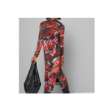 Wallis Black Floral Mesh High Neck Midi Dress