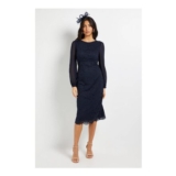 Wallis Lace Chiffon Cowl Back Pencil Dress