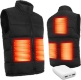 Warm Storm Heated Vest for Men Women-5 Heating Zones, 3 Temperature Levels (77F-131F), 10000mAh Battery Included, Water Resistant, Size Adjustable Lightweight Vest for Hiking Camping Cycling