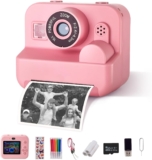 Warmiehomy Kids Instant Print Camera, 2.4 1080P HD Digital Camera for Girls Boys Age 3-12, Children Camera with 32GB Card & 3 Rolls Print Paper, Christmas Birthday Gift Toys, Pink