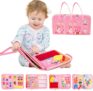 Warmiehomy Montessori Busy Board for 1 2 3 Years Girls, Sensory Toy for Toddlers, Activity Board Preschool Educational Learning Toys, Pink