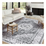 Washable 160×230 Cm Boho Floral Faux Lamb Velvet Rug Non-Slip