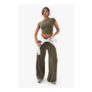 Washed Khaki Wide-Leg Trousers