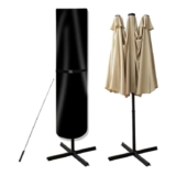 Waterproof Parasol Cover 420D Oxford Fabric Outdoor Patio Umbrella Protector for 711ft or 15ft Double-Sided Umbrella – Black 240cm