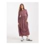 Wednesdays Girl Long Sleeve Smudge Spot Midaxi in Burgundy Size 6