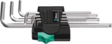 Wera 05022181001 Hex-Plus Key Set 950 PKL/7 SM N High Torque with Ball-end, Metric Long Chrome Plate, 1.5 mm-6 mm, 7-Piece