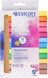 Westcott chalk Pack of 12 Colourful 1.2 cm Diameter Blackboard Chalk Low Dust & Easy to Wipe Clean 8.5 cm Long