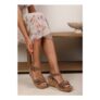 Wheres That from Olivine Double Strap Platform Camel Suede Wedge