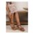 Wheres That from Olivine Double Strap Platform Camel Suede Wedge
