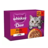Whiskas 1 DUO MEATY Combos Wet Cat Food Pouches in Jelly 12 X 85g