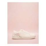 White Floral Lace up Cupsole Trainers