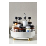 White H&O Direct Rotating round Storage Tray Turntable Organizer