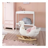 White HOMCOM Kids Music Rocking Horse Ride-on Swan Toy