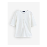 White Modern Rib Short Sleeve Henley T-Shirt