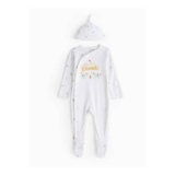 White My First Diwali Sleepsuit and Hat