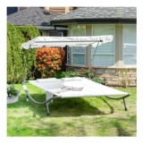 White OUTSUNNY Garden Double Hammock Sun Lounger Daybed Canopy Stand