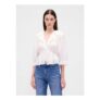 White Ruffle Collar V-Neck Top