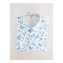 White/Blue Watercolour Ditsy Floral Slim Fit 100% Cotton Long Sleeve Single Cuff