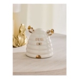 White/Gold Ceramic Beehive Slogan Ornament