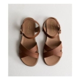 Wide Fit Tan Cross over Flat Sandals