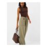 Wide Leg Denim Trousers Green