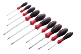 Wiha 30290 SoftFinish Grip Screwdriver Set, Slotted 3.0-6.5, Phillips Number 0-2 and Square Number 1-3, 10-Piece Set