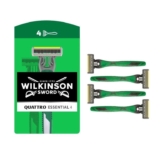 Wilkinson Sword Quattro Mens Disposable Razor for Sensitive Comfort, Great Addition to Wash Bags for Mens Grooming, 4 Pack