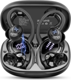 Wireless Earbuds, 2026 Bluetooth 5.4 Earphones 3D Stereo, 50H Deep Bass Sports Bluetooth Headphones with 4 ENC Noise Cancelling Mics, LED Display, IP7 Waterproof ear buds with Earhooks for Running/Gym