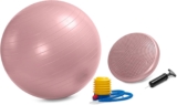 Wobble Cushion & Exercise Ball Set 65 cm (25.6) – Balance Cushion 33 cm (13) with Pump – Core Training, Yoga, Pilates & Back Muscle Exercise – C4B