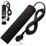 Wolf Power 4 Way Extension Lead, 2 Metre Extension Cable with UK 3 Pin Plug