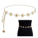 Women Metal Sun Waist Chain, Adjustable Gold Belly Belt