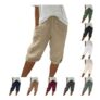 Womens Casual Linen Cotton Bermuda Shorts with Pockets