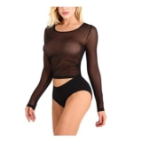 Womens Fishnet Top 80s Style Mesh Long Sleeve