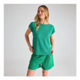 Womens Jade Plisse Top