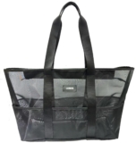 Womens Large Clear Beach Tote Bag with Zip 63x34x20cm Waterproof Mesh Bag for Travel, Pool, Gym, Picnic Lightweight Crossbody Shopping & Grocery Tote (black)