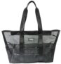 Womens Large Clear Beach Tote Bag with Zip 63x34x20cm Waterproof Mesh Bag for Travel, Pool, Gym, Picnic Lightweight Crossbody Shopping & Grocery Tote (black)