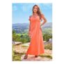Womens Orange Linen Milkmaid Dress