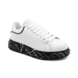 Womens Platform Trainers Lace-up Chunky Sole Sneakers White/Black