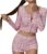 Womens Sexy Pajama Set Floral Print Long Sleeves Top and Shorts Sleepwear Cute 2 Piece Nightwear Y2k Button Crew Neck Pjs Set Comfy Lace Loungewear Bedroom