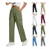 Womens Summer Cotton Linen Trousers Casual Loose Fit