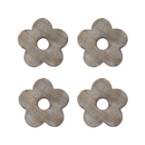 Wooden Brown Flower Coasters – Set of 4