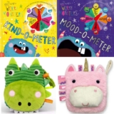 Worry Monster Kind-O-Meter / Mood-o-Meter Story Book / Sensory Snuggables Dinosaur / Unicorn Hand Puppet Book. Free C&C
