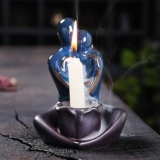 XUDREZ Handmade Backflow Incense Cute Ceramic Burner Waterfall Incense Holders Home Fragrance Craft Embrace Shaped