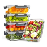 YASHE 5-Pack Glass Containers with Lids, 1040ml, Airtight