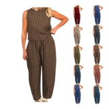 YGERGWE Womens Two-Piece Gingham Set