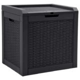YITAHOME 118L Rattan Outdoor Storage Box, Waterproof Resin Deck Box with Lockable Lid & Handles, All-Weather Garden Storage